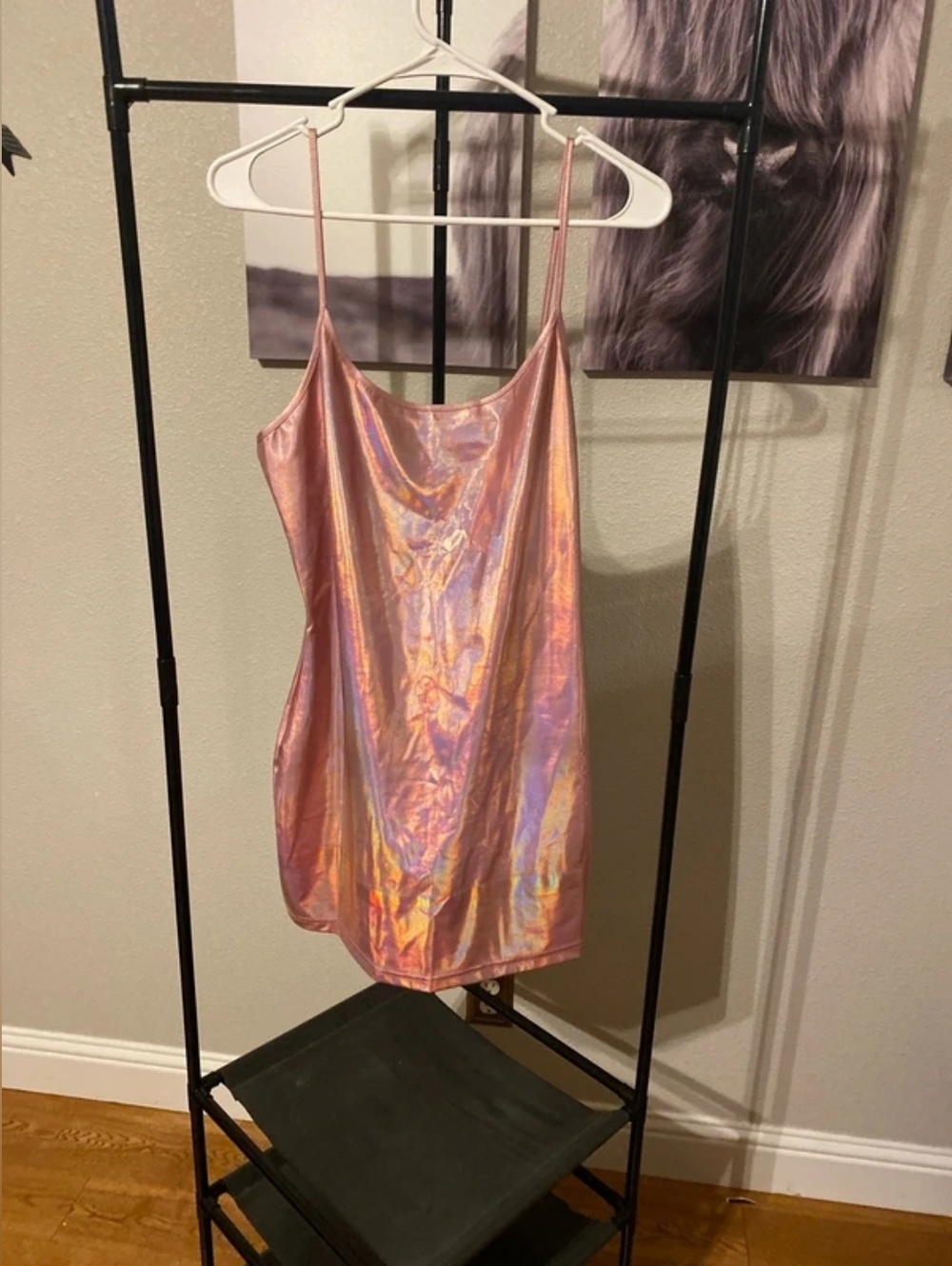Iridescent Pink Slip Cami Top